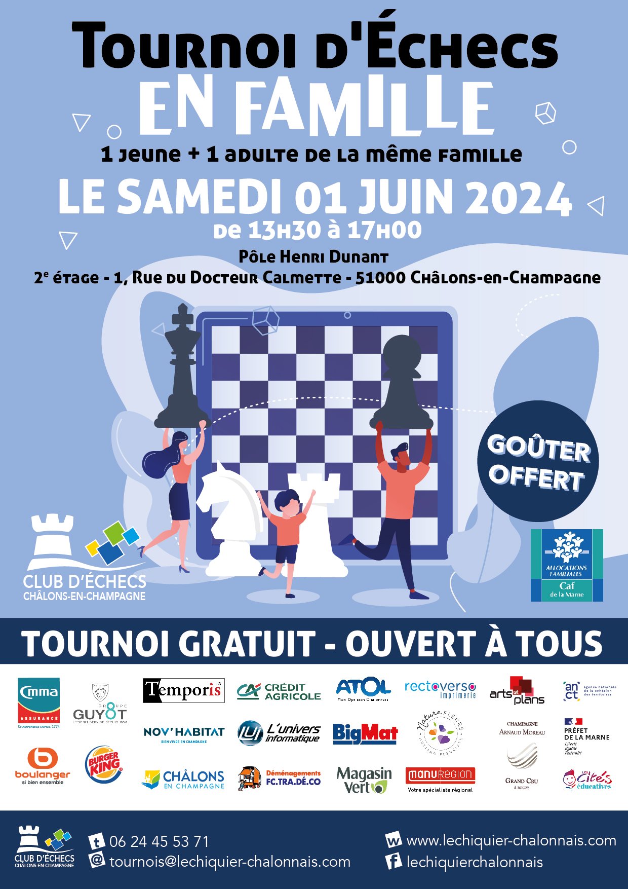 Tournoi Famille Cercle Vert Échiquier Châlonnais - CMMA Assurance partenaire