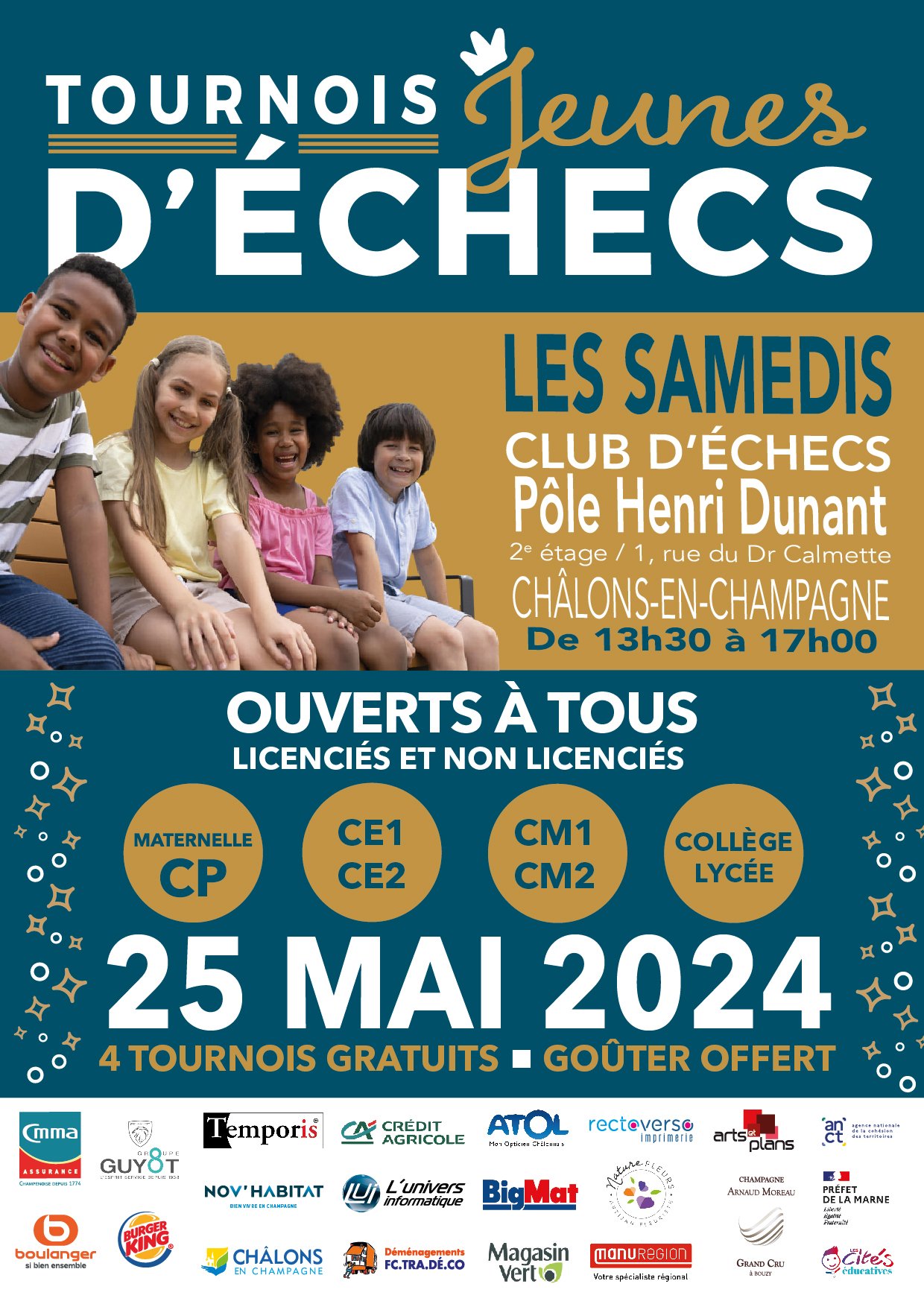 Tournoi Jeunes Châlons Échiquier Châlonnais - CMMA Assurance partenaire