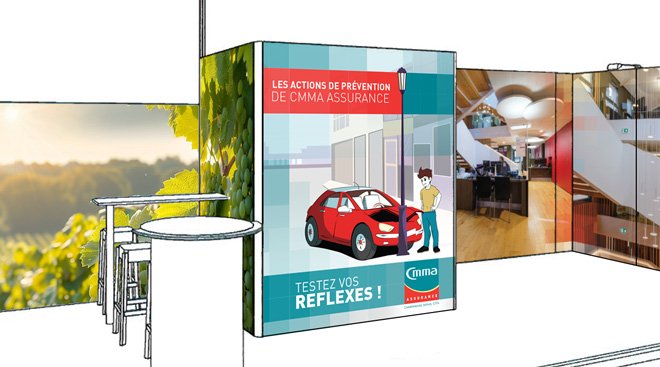 Stand avec Bâche interactive sécurité routière - CMMA Actu N°65 septembre 2025